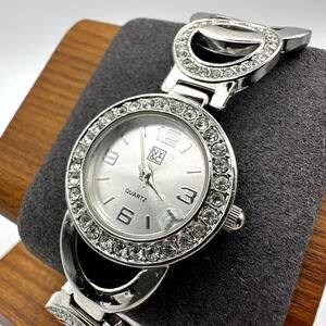 NY&C Quartz Silver Tone Bracelet Watch with Crystal Bezel, Model NY2255